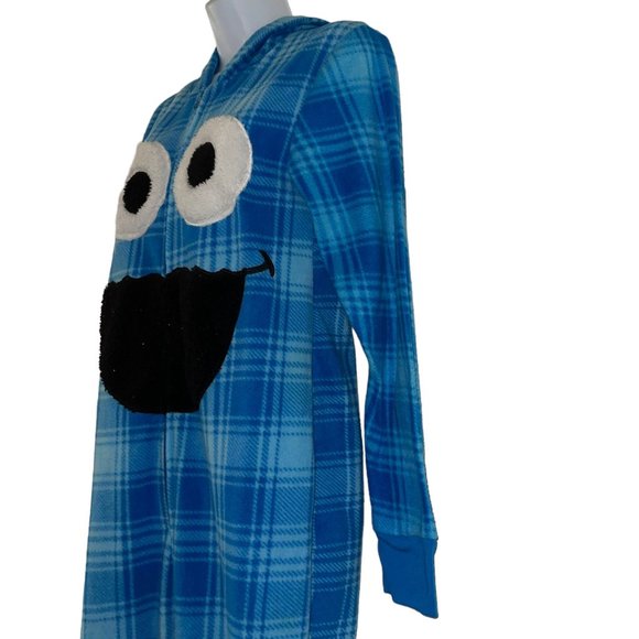 Sesame Street Cookie Monster Unionsuit Juniors L 11 13 Blue Costume Pajamas PJs - Picture 4 of 9